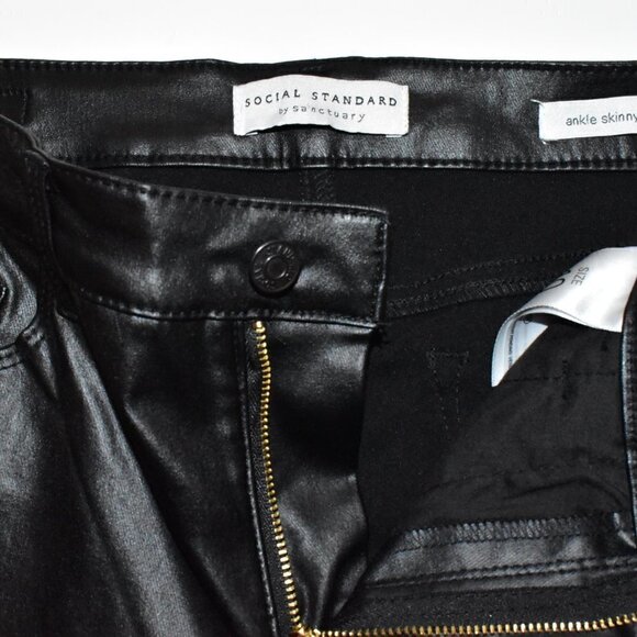 Social Standard by Sanctuary Faux Leather Ankle Skinny Pants Black Size … - Picture 2 of 10